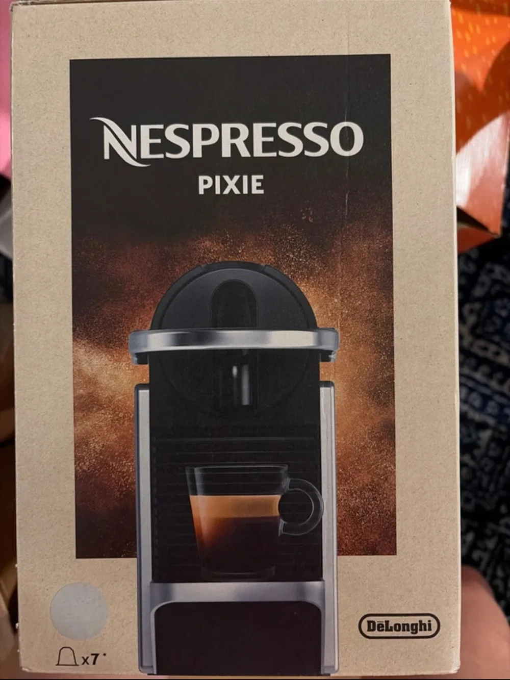 Nespresso Pixie Coffee Machine Box in Tan and Black